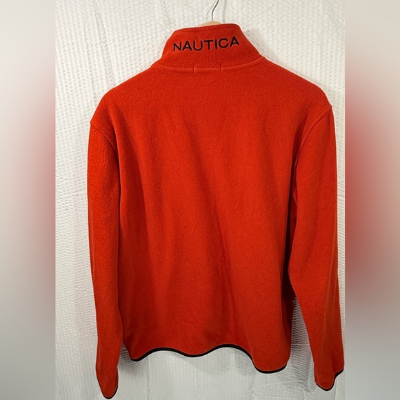 Nautica Orange &blue Quarter Zip fleece Mock Neck Pullover Men's Medium - Picture 7 of 13